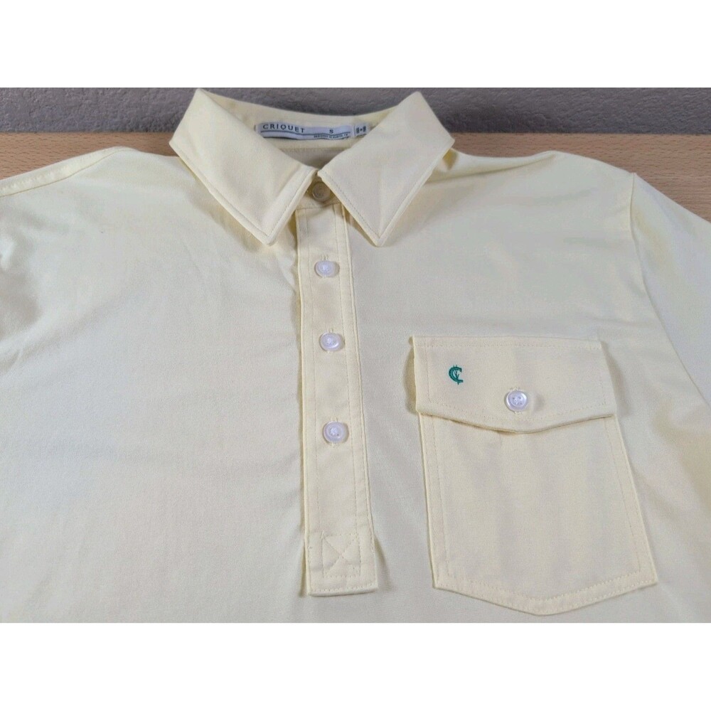 Criquet Golf Polo Shirt Mens Small Pale Yellow Performance Stretch Short Sleeve